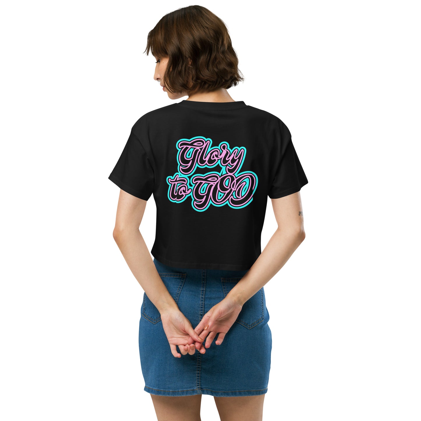 Glory to God Summer Edition Pink Blue Back Model2 by Holy King Clothing. Street wear Christian clothing brand