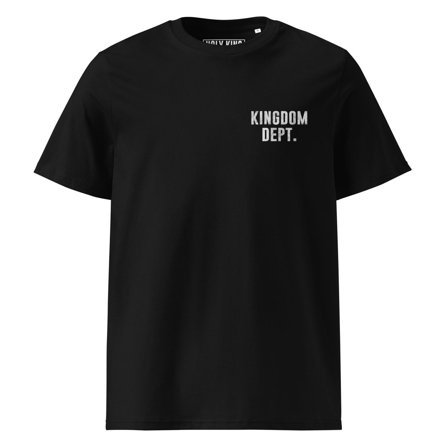 KINGDOM DEPT. - NOT OF THIS WORLD T-Shirt in Black Front by Holy King Clothing