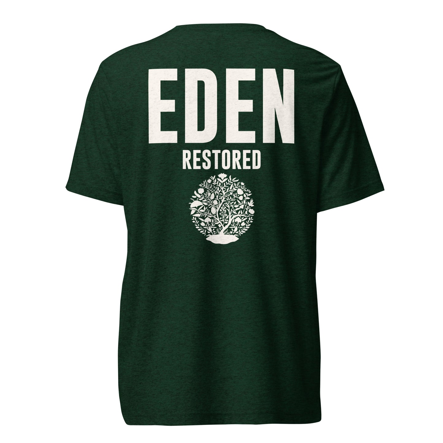 Eden Restored T-shirt in Emerald Green Back by Holy King Clothing