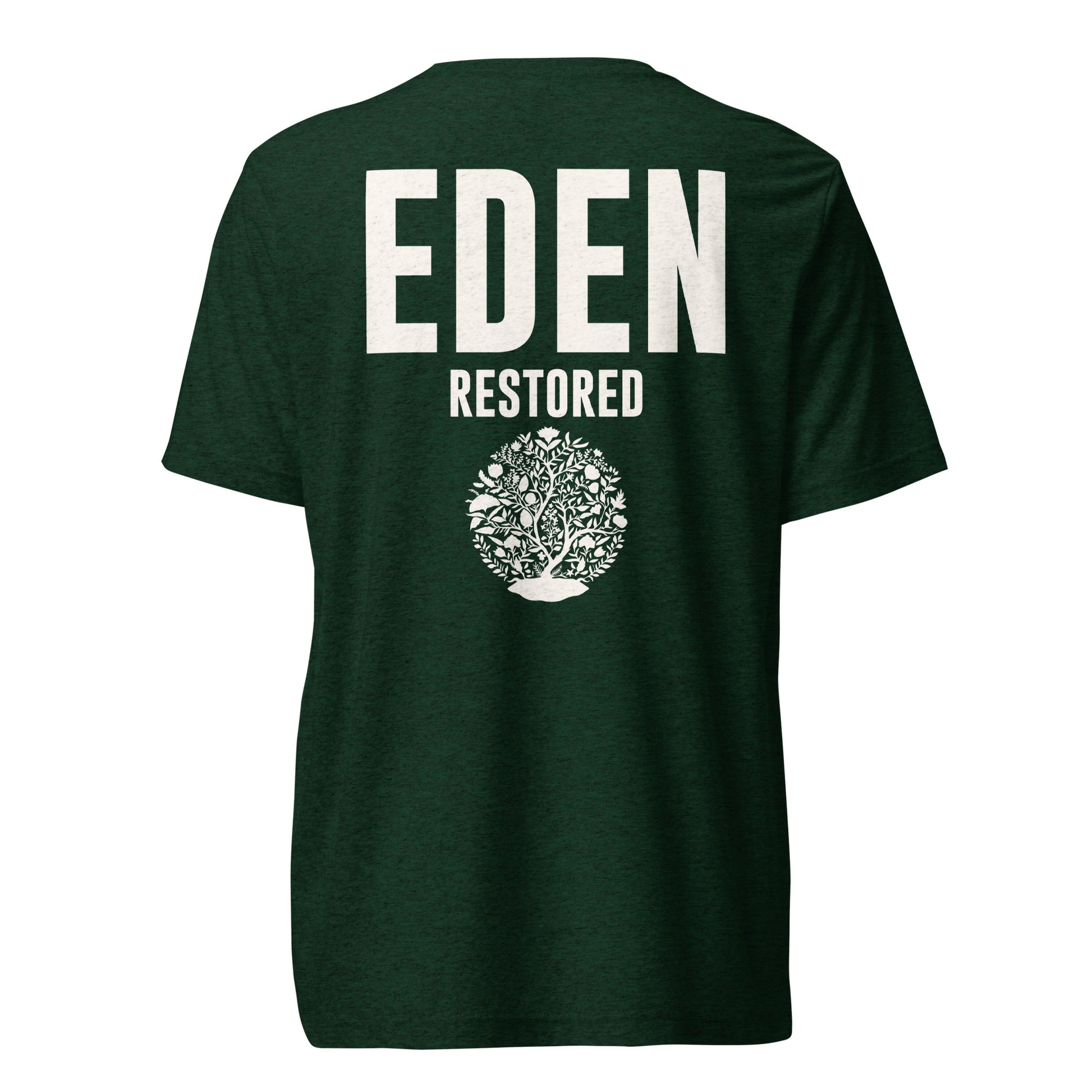 Eden Restored T-shirt in Emerald Green Back by Holy King Clothing