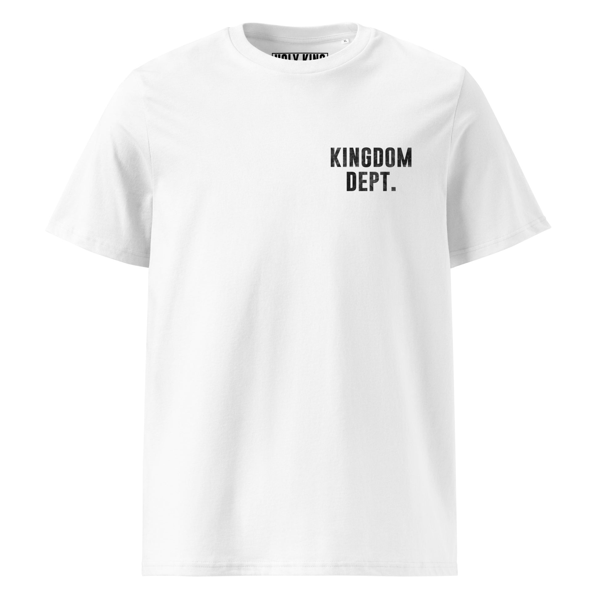 KINGDOM DEPT. - NOT OF THIS WORLD T-Shirt in White Front by Holy King Clothing