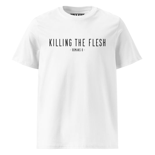 Killing The Flesh White T-shirt Front by Holy King Clothing