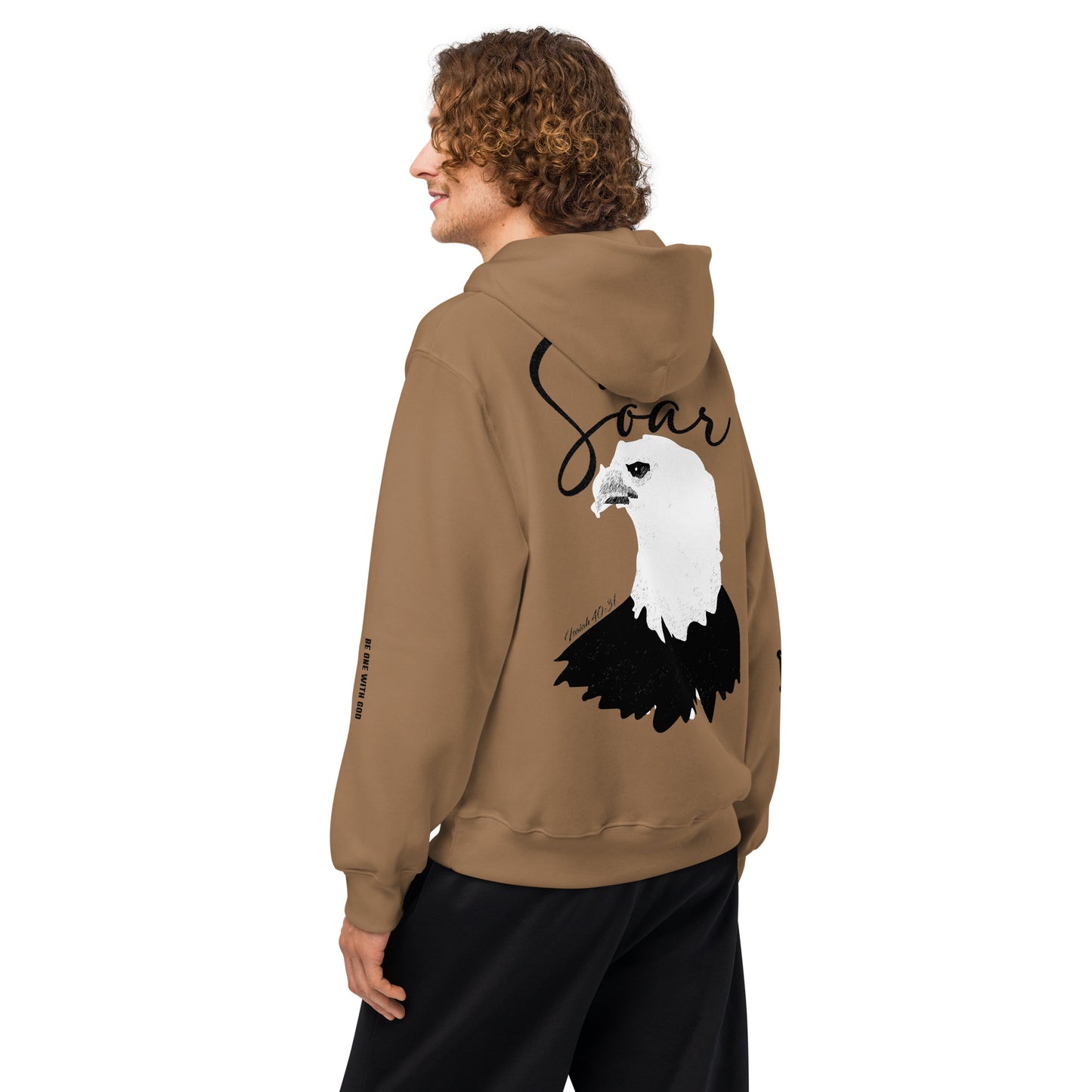 Product Soar - Mount up like Eagles Hoodie, Back model 2 by Holy King Clothing. Christian Street Wear Clothing Brand