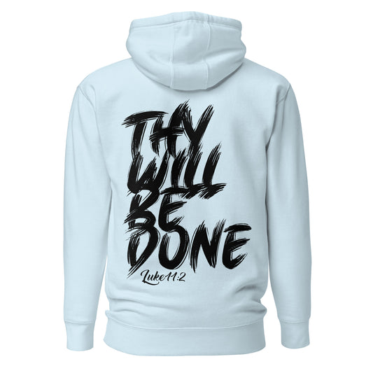THY WILL BE DONE Hoodie, Colour Blue Sky – Christian Street Wear Clothing Back