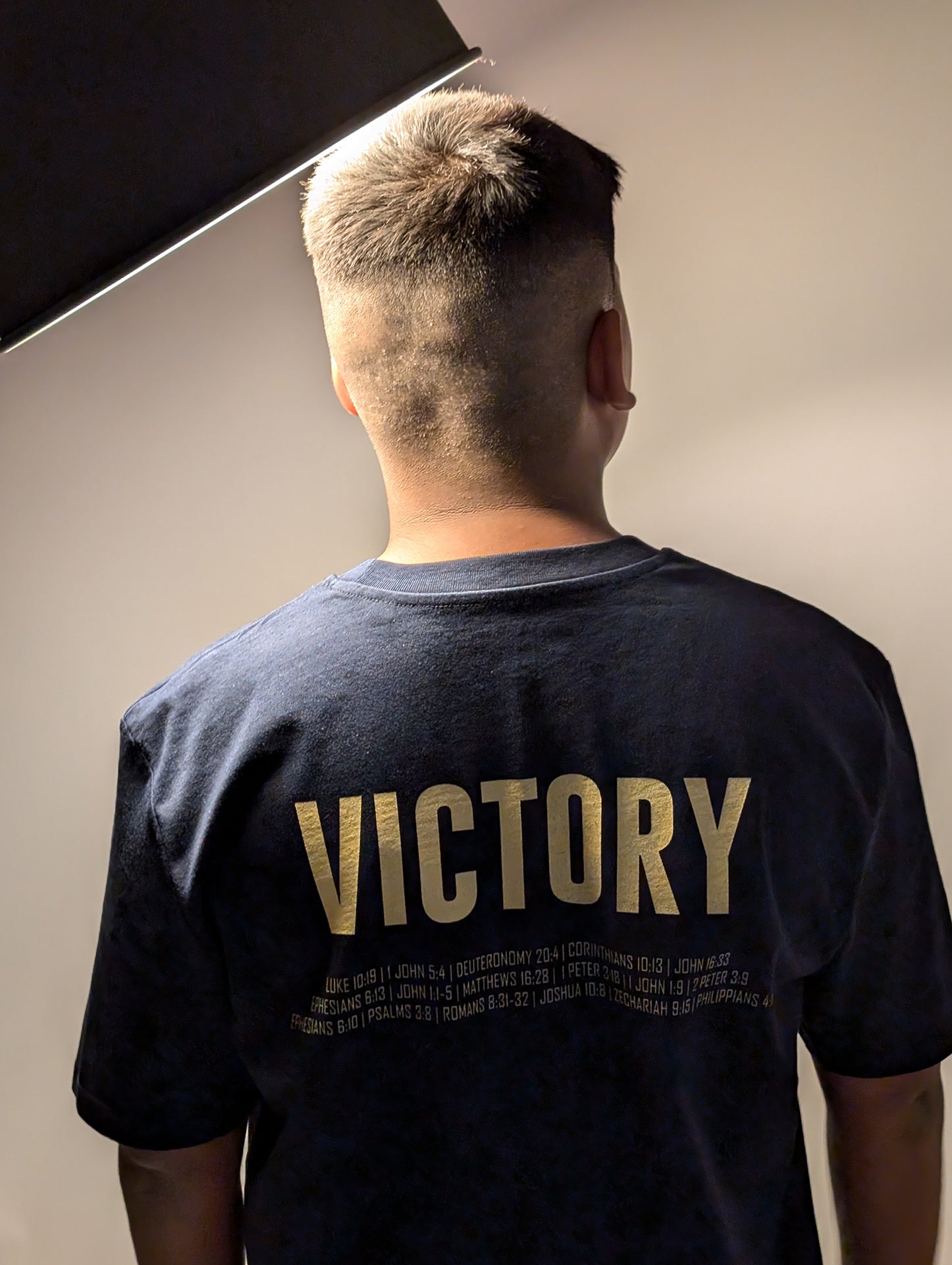 Victory T-shirt Back Photo in Blue by Holy King Clothing