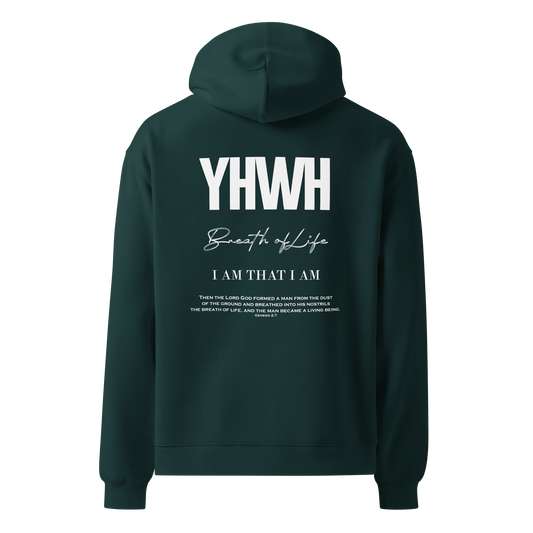 YHWH - BREATH OF LIFE Hoodie in Emerald Green Back by Holy King Clothing Christian Street Wear Clothing Brand