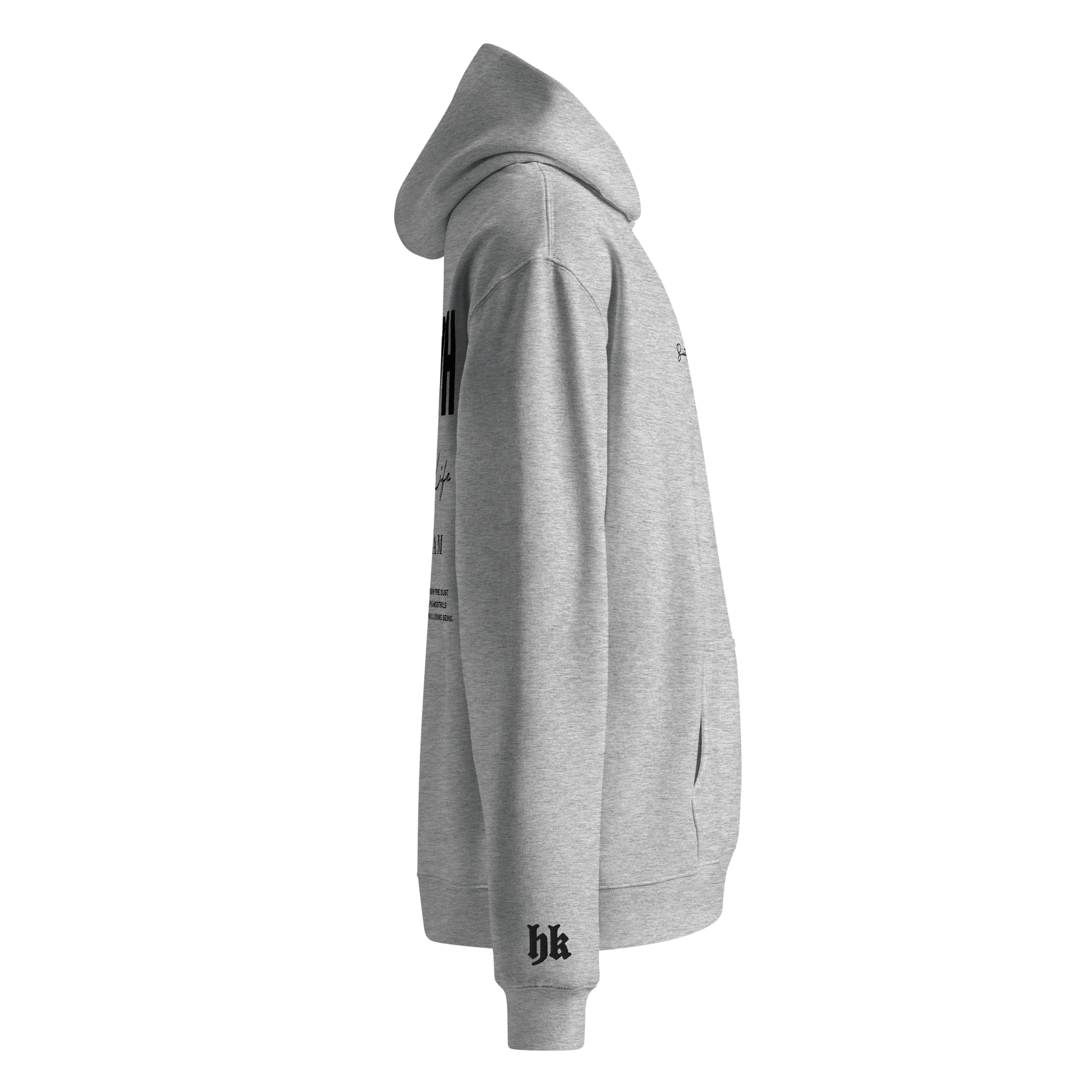 YHWH - BREATH OF LIFE Hoodie in Grey Arm by Holy King Clothing Christian Street Wear Brand