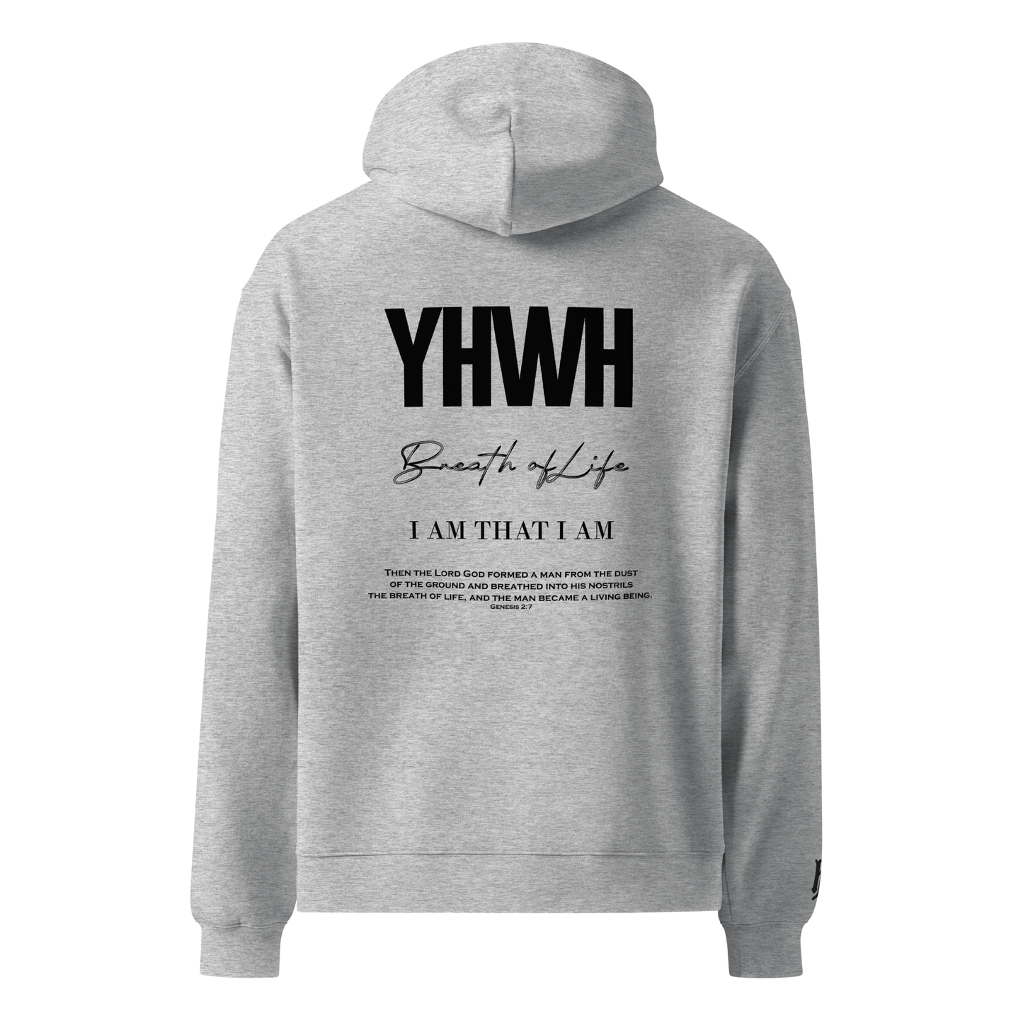 YHWH - BREATH OF LIFE Hoodie in Grey Back by Holy King Clothing Christian Street Wear Brand