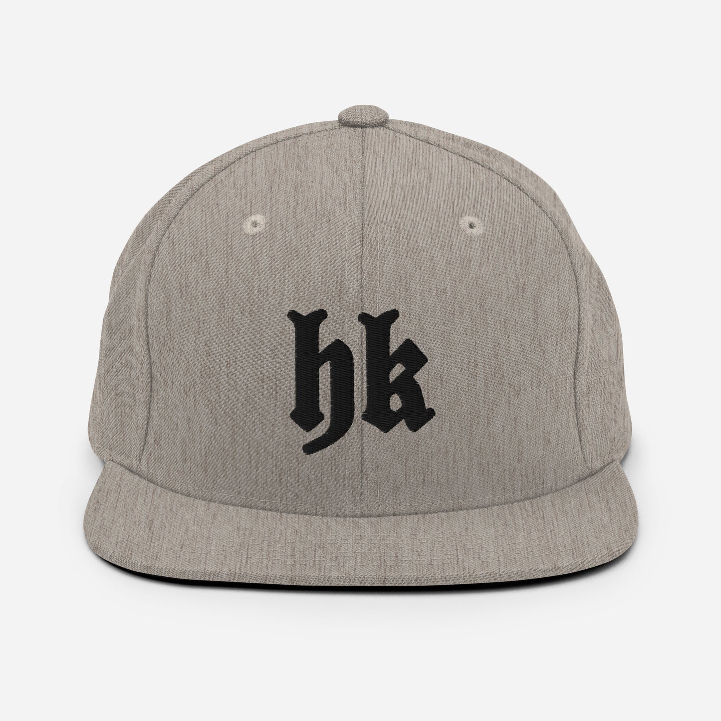 ‘hk’ Holy King logo Snapback Hat, Colour Heather Grey – Christian Street Wear Clothing