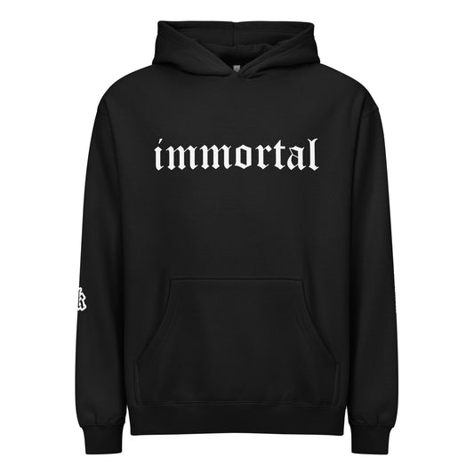 immortal hoodie in black by Holy King Clothing front. Christian Street wear Clothing Brand 